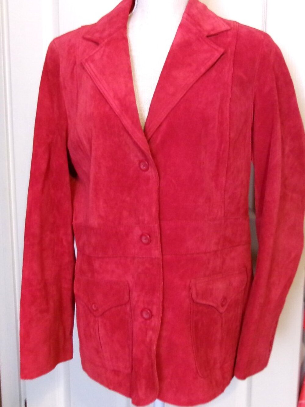 LIZ CALIBORNE Gorgeous Red Suede Leather Western-Look Jacket Size L